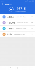 Výsledky Xiaomi Mi Mix 2s v benchmarku AnTuTu