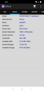 Informace z aplikace CPU-Z: zařízení