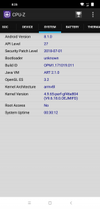 Informace z aplikace CPU-Z: systém