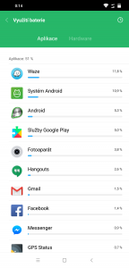 Spotřeba baterie aplikacemi