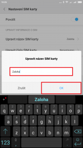 Zadejte nový název a potvrďte tlačítkem OK