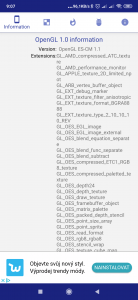 Informace o displeji a grafice z aplikace Display Tester