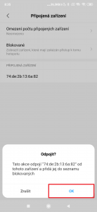 Odpojit a přidat na seznam blokovaných