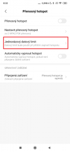 Otevřete sekci Jednorázový datový limit