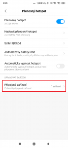 Otevřete sekci Připojená zařízení