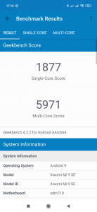 Výsledek v benchmarku GeekBench