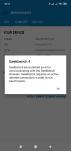 GeekBench se na Xiaomi Mi Play nepovedlo spustit