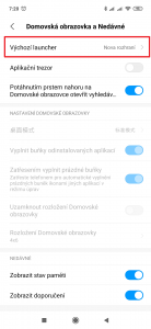 V sekci Výchozí launcher