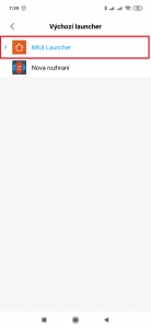 Vyberte MIUI Launcher