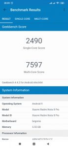Redmi Note 8 Pro v benchmarku GeekBench 4