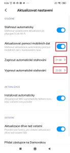 Aktualizovat pomocí mobilních dat