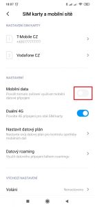 Mobilní data jsou vypnuta