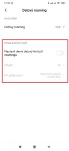 Můžete nastavit denní datový limit