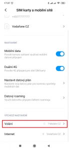 Na této obrazovce dole klepněte na položku Volání