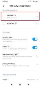 Otevřete SIM kartu, kterou chcete upravit