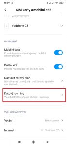 Otevřete sekci Datový roaming