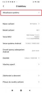 Pokračujte do Aktualizace systému