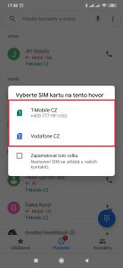 Před hovorem telefon nabídne SIM