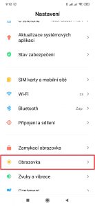 Pokračujte do sekce Obrazovka