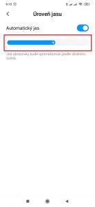 Posuvník intenzity podsvětlení