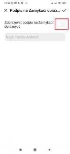 Aktivujte volbu Zobrazovat podpis na Zamykací obrazovce