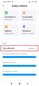 Klepněte na položku Ticho-Nerušit