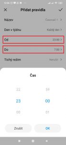 Nastavte časy Od a Do
