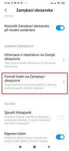Otevřete položku Formát hodin na Zamykací obrazovce