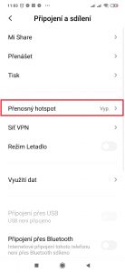 Otevřete položku Přenosný hotspot