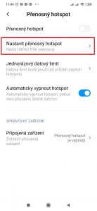 Přejděte do nabídky Nastavit přenosný hotspot
