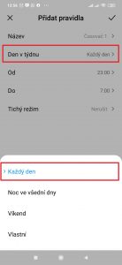 Vyberte Den v týdnu