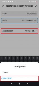 Zabezpečení na WPA2 PSK