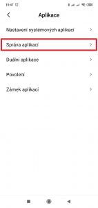Otevřete Správa aplikací