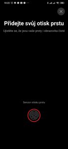 Budete vyzváni k přidání otisku prstu