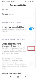 Deaktivujte volbu Zůstat po odemknutí na Zamykací obrazovce