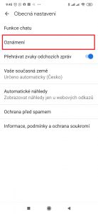 Otevřete sekci Oznámení