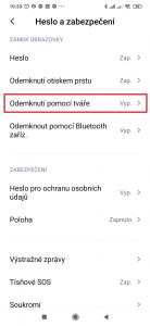Pokračujte do Odemknutí pomocí tváře