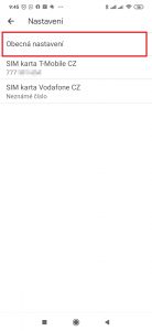 Pokračujte do sekce Obecná nastavení