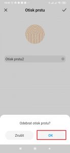 Potvrďte svůj záměr stiskem tlačítka OK