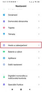 Přejděte do sekce Heslo a zabezpečení