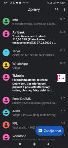 Tmavý režim aplikace pro SMS zprávy
