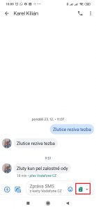 Všimněte si tlačítka s číslem vedle pole pro psaní zprávy