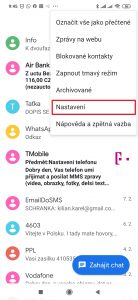 Z nabídky zvolte Nastavení