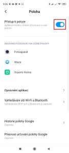 Aktivujte, nebo deaktivujte přepínač Přístup k poloze