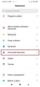 Jděte do sekce Domovská obrazovka