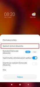 Klepněte na Nastavit výchozí obrazovku