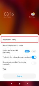 Klepněte na Přechodové efekty