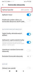 Klepněte na nabídku Výchozí launcher
