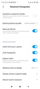 Nastavení fotoaparátu