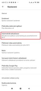 Otevřete sekci Automatické aktualizace